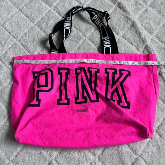 Victoria's Secret PINK | Hot Pink "PINK" Canvas Logo Book Bag - Picture 7 of 8